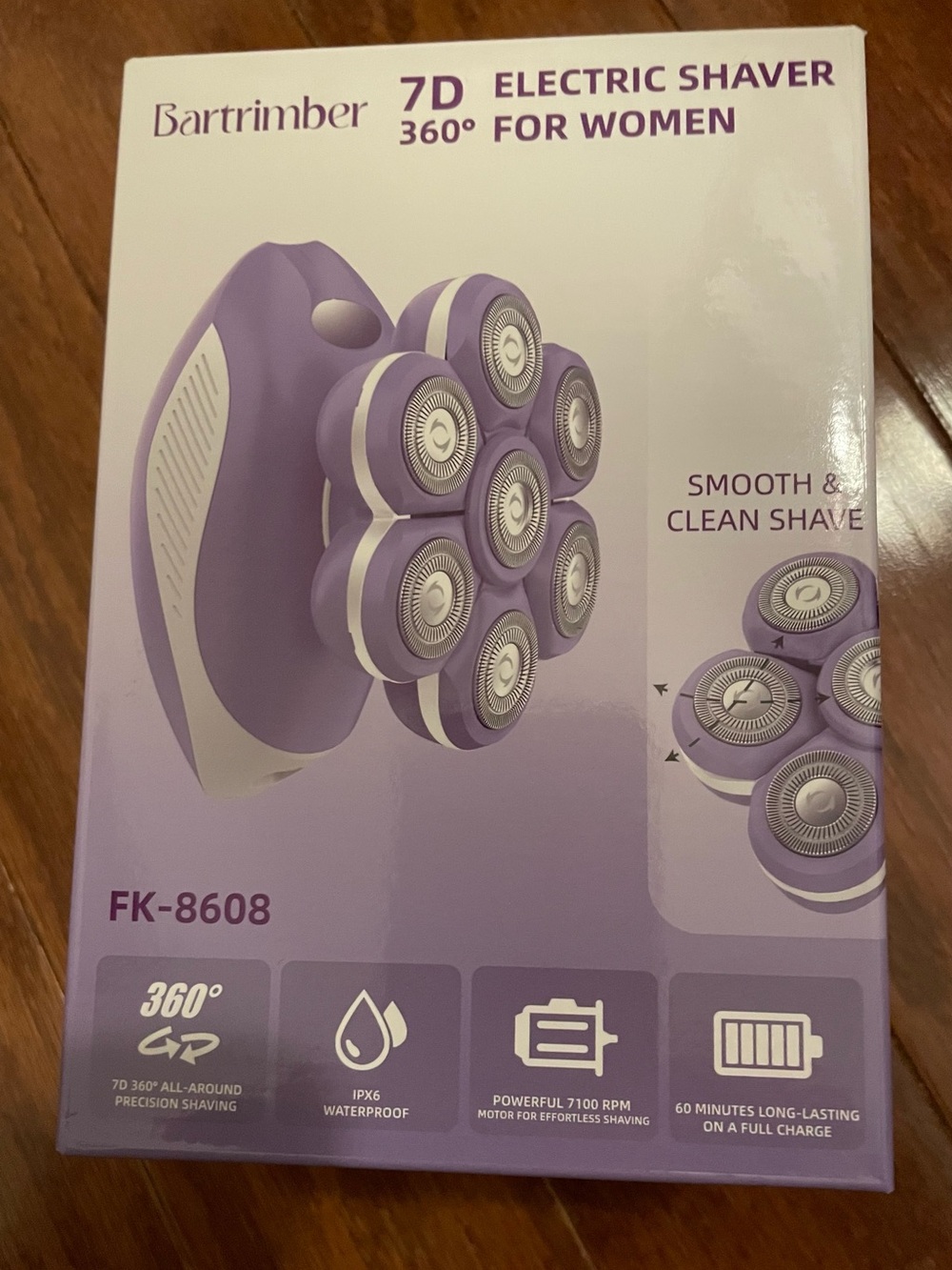 Bartrimber 7D 360* Women’s PElectric Shaver Rechargeable Wet/Dry Purple